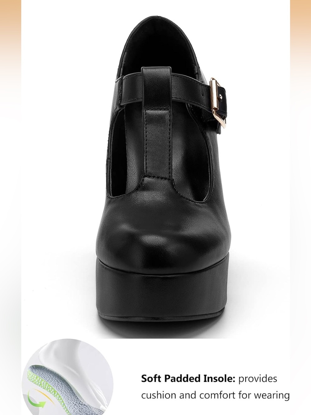Black T-Strap Platform Pumps - Picture 3 of 11
